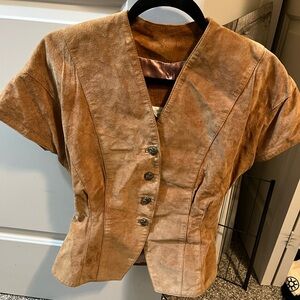 Women's Tan Suede Button-Up Jacket